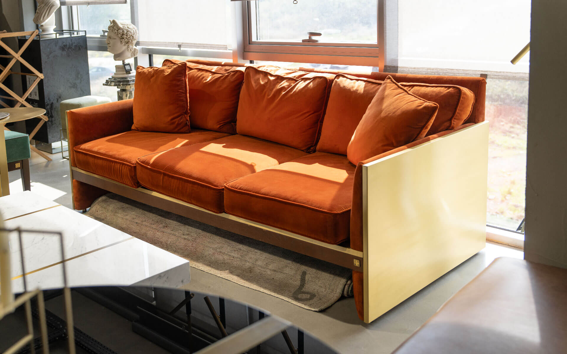 Famed Triple Seater Orange Sofa (Display)