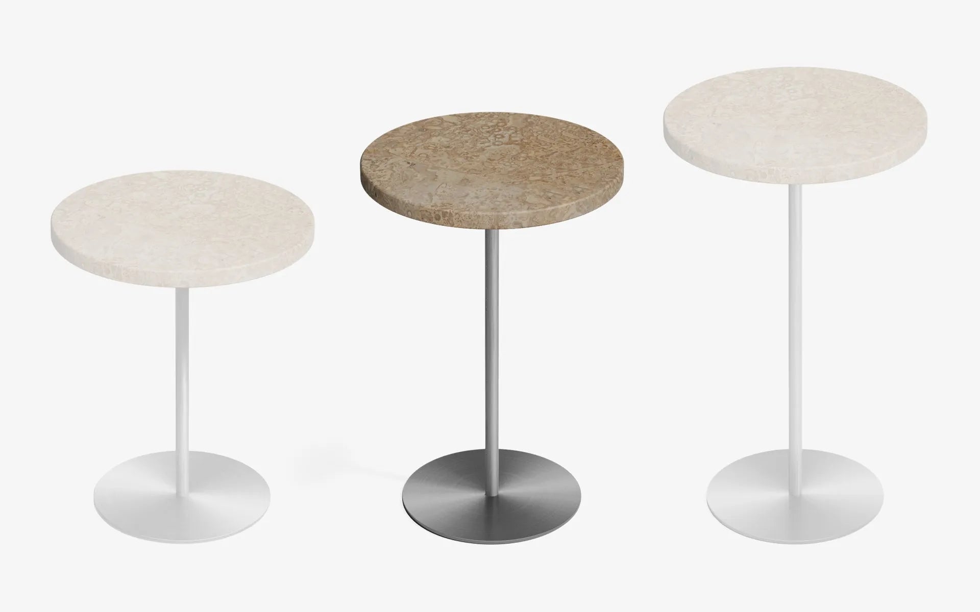 BASIC Yan Sehpa Bej Traverten Satine Krom 52 cm | lagu