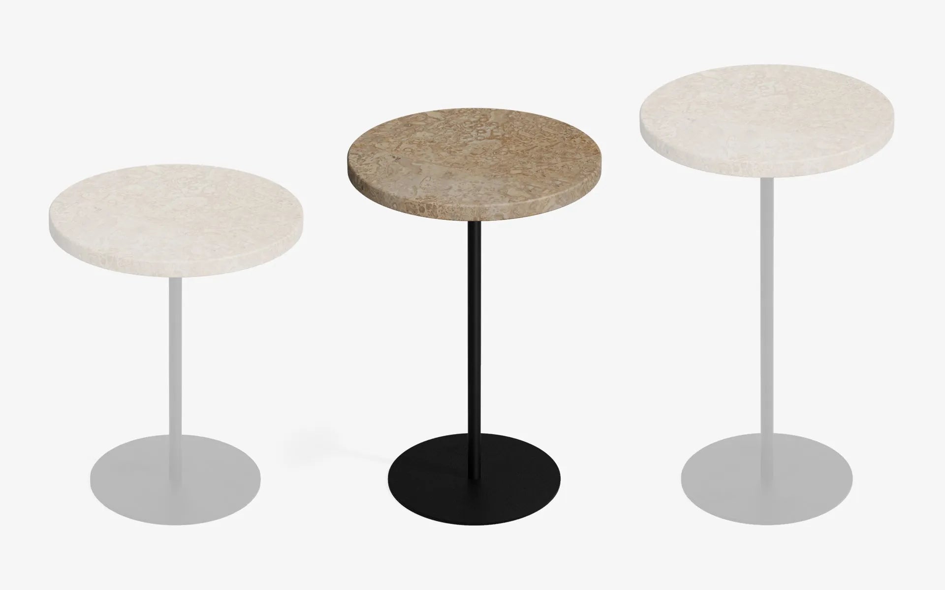 BASIC Yan Sehpa Bej Traverten Gofrato Siyah 52 cm | lagu