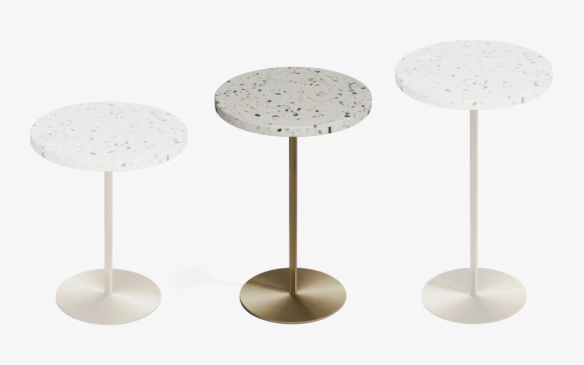 BASIC Yan Sehpa Terrazzo Beyaz Terrazzo Pirinç Kaplama 52 cm | lagu