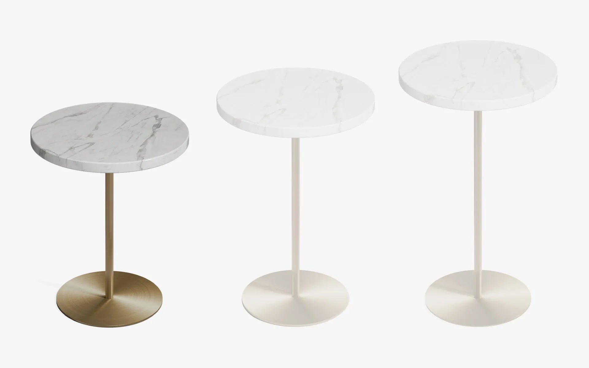 BASIC Yan Sehpa Carrara White Pirinç Kaplama 44 cm | lagu