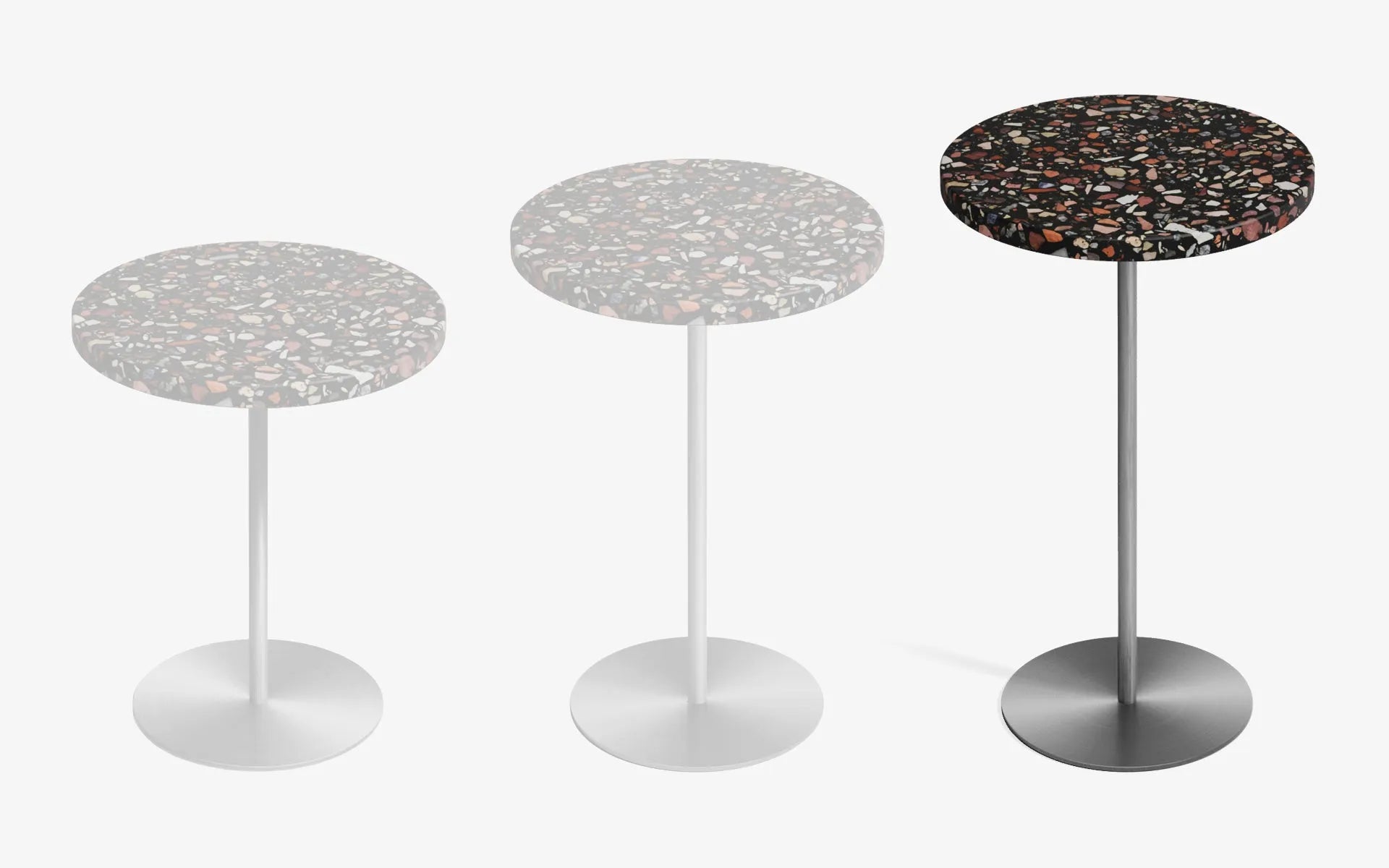 BASIC Yan Sehpa Terrazzo Siyah Terrazzo Satine Krom 60 cm | lagu