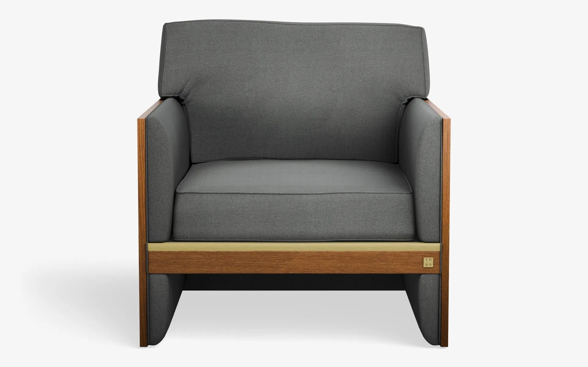 FAMED Berjer Tekli Koltuk Ahşap Kolçak Gri Dokulu Pirinç Kaplama Koyu Meşe Kaplama | lagu