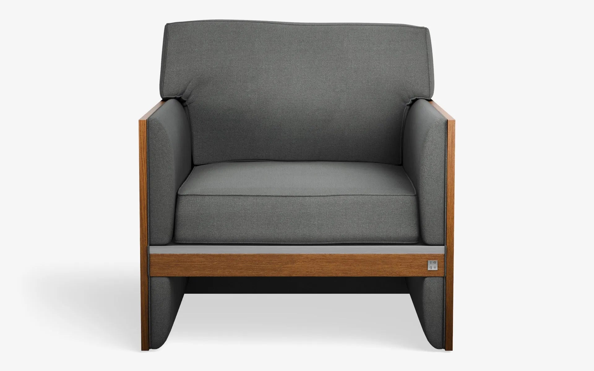 FAMED Berjer Tekli Koltuk Ahşap Kolçak Gri Dokulu Satine Krom Koyu Meşe Kaplama | lagu