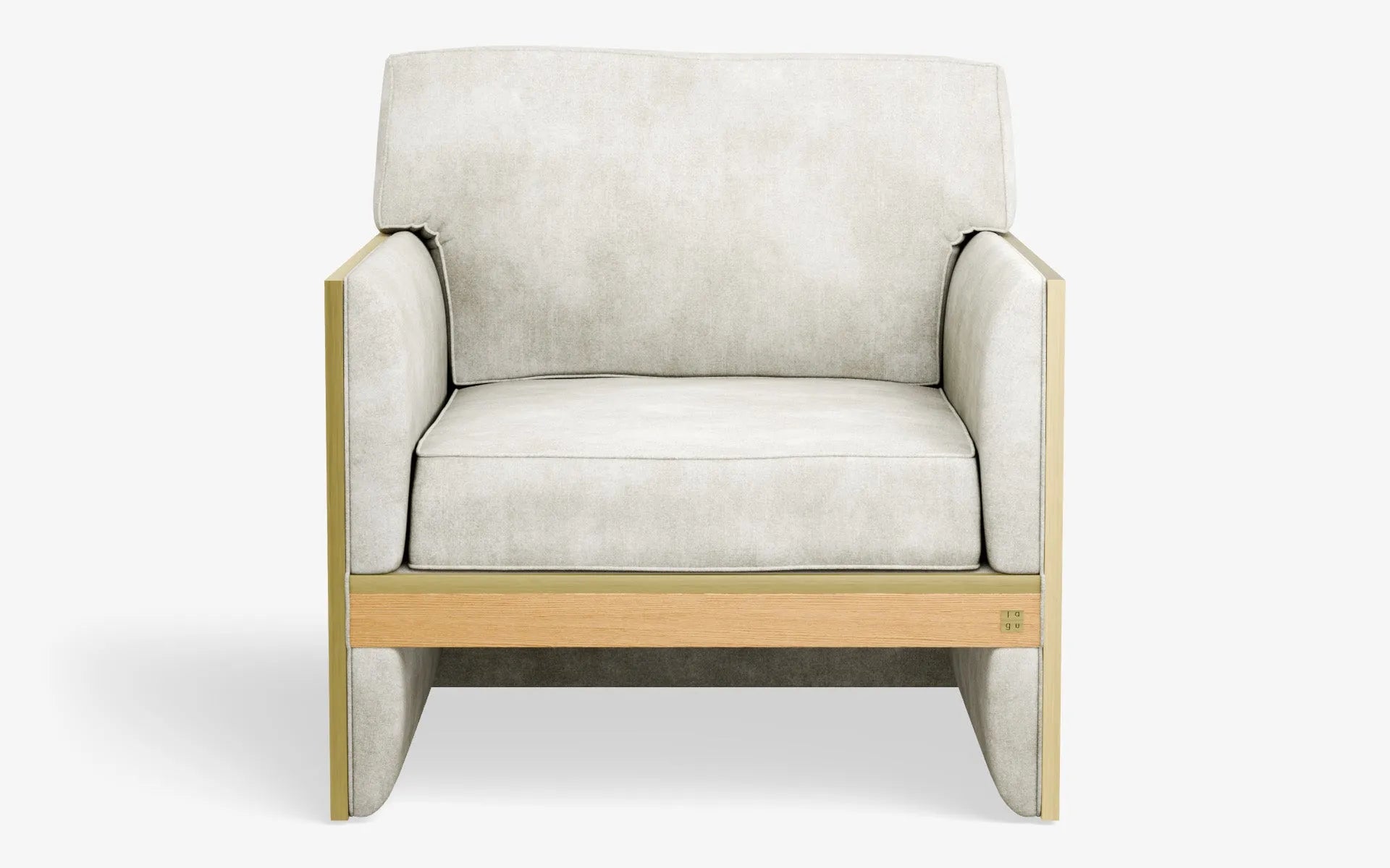 FAMED Berjer Tekli Koltuk Açık Gri Kadife Açık Meşe Kaplama Pirinç Kaplama | lagu