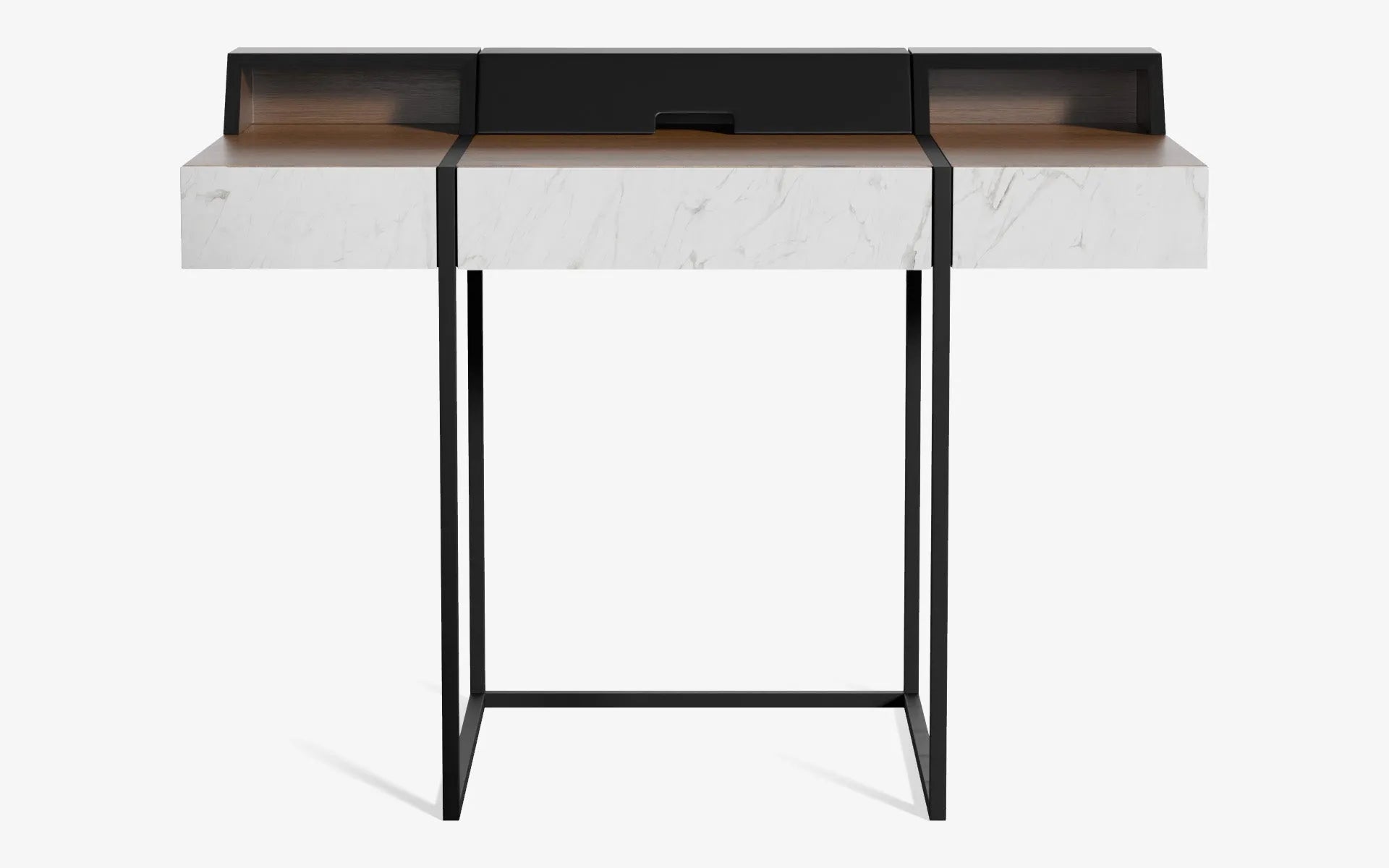 FAMED Çalışma Masası Gofrato Siyah Koyu Meşe Kaplama CARRARA WHITE | lagu