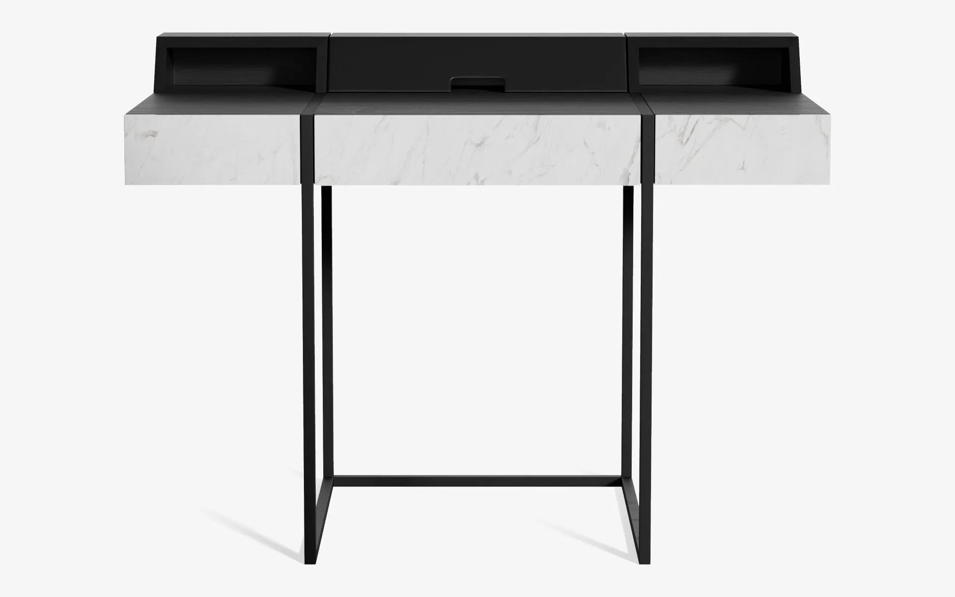 FAMED Çalışma Masası Gofrato Siyah Siyah Amerikan Cila CARRARA WHITE | lagu