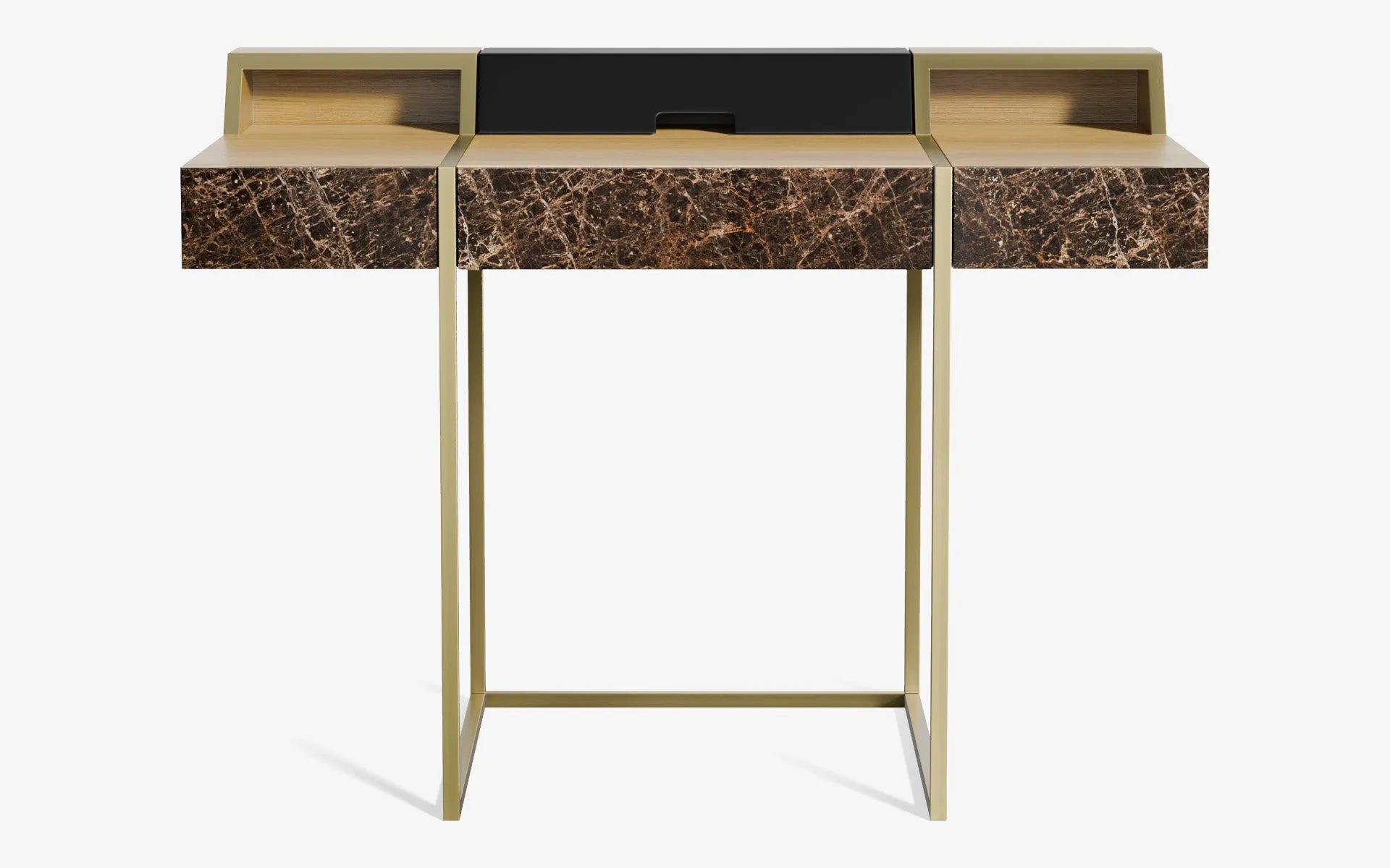 FAMED Çalışma Masası Pirinç Kaplama Açık Meşe Kaplama EMPERADOR DARK | lagu