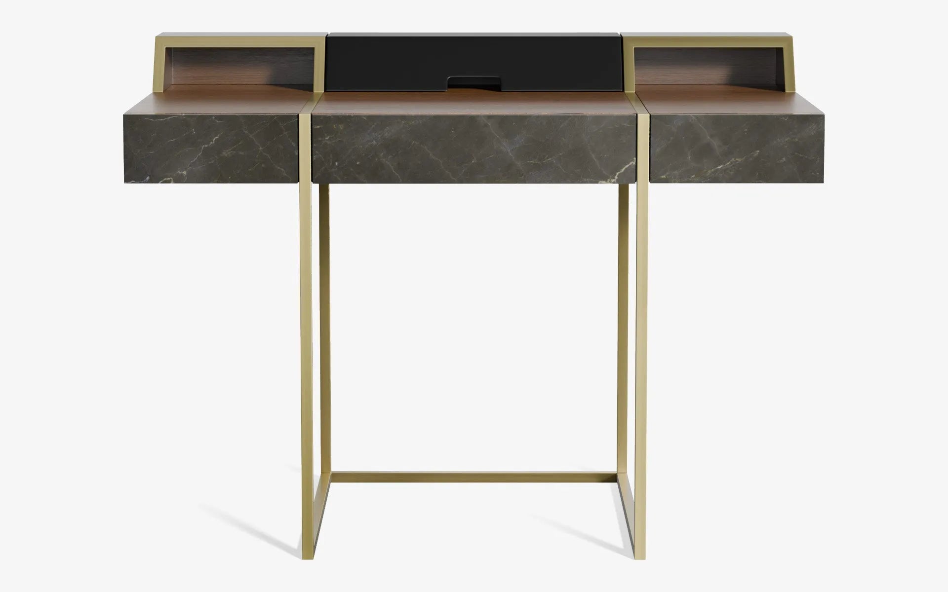 FAMED Çalışma Masası Pirinç Kaplama Koyu Meşe Kaplama OLIVE MAROON | lagu