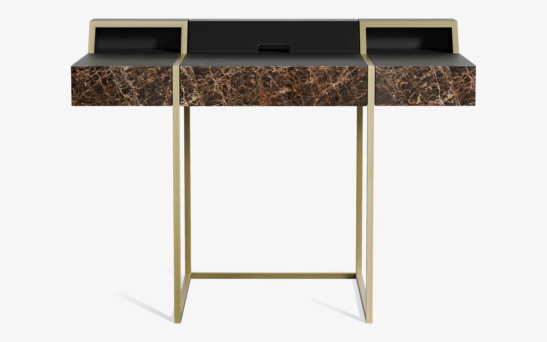 FAMED Çalışma Masası Pirinç Kaplama Siyah Amerikan Cila EMPERADOR DARK | lagu