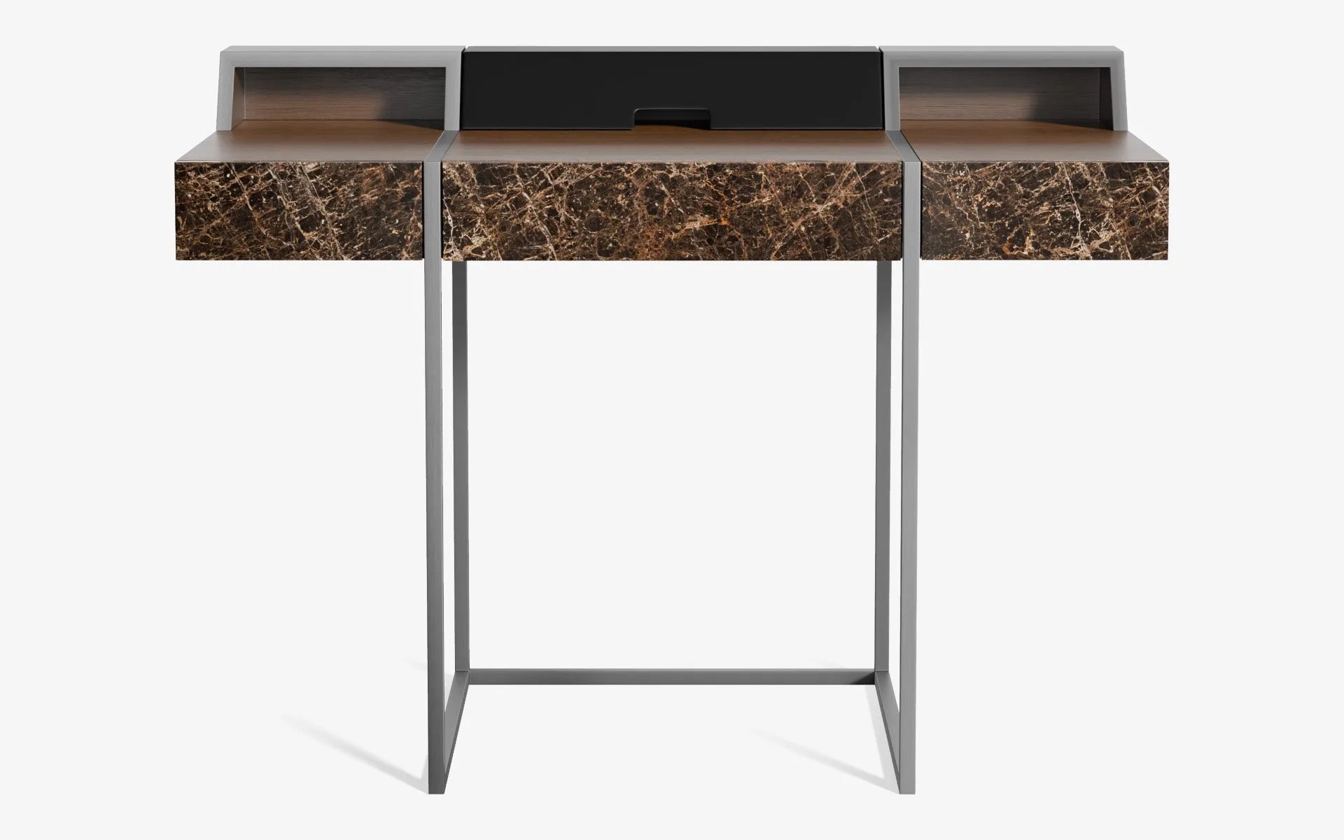 FAMED Çalışma Masası Satine Krom Koyu Meşe Kaplama EMPERADOR DARK | lagu