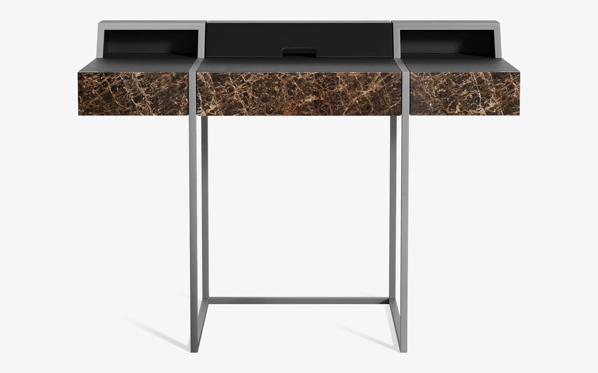 FAMED Çalışma Masası Satine Krom Siyah Amerikan Cila EMPERADOR DARK | lagu