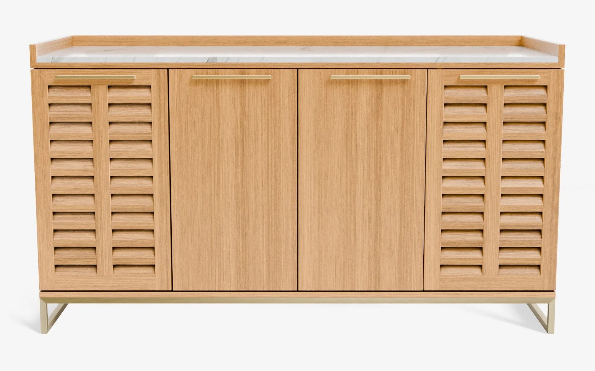 FAMED İçki Dolabı No:2 CARRARA WHITE Açık Meşe Kaplama Pirinç Kaplama | lagu