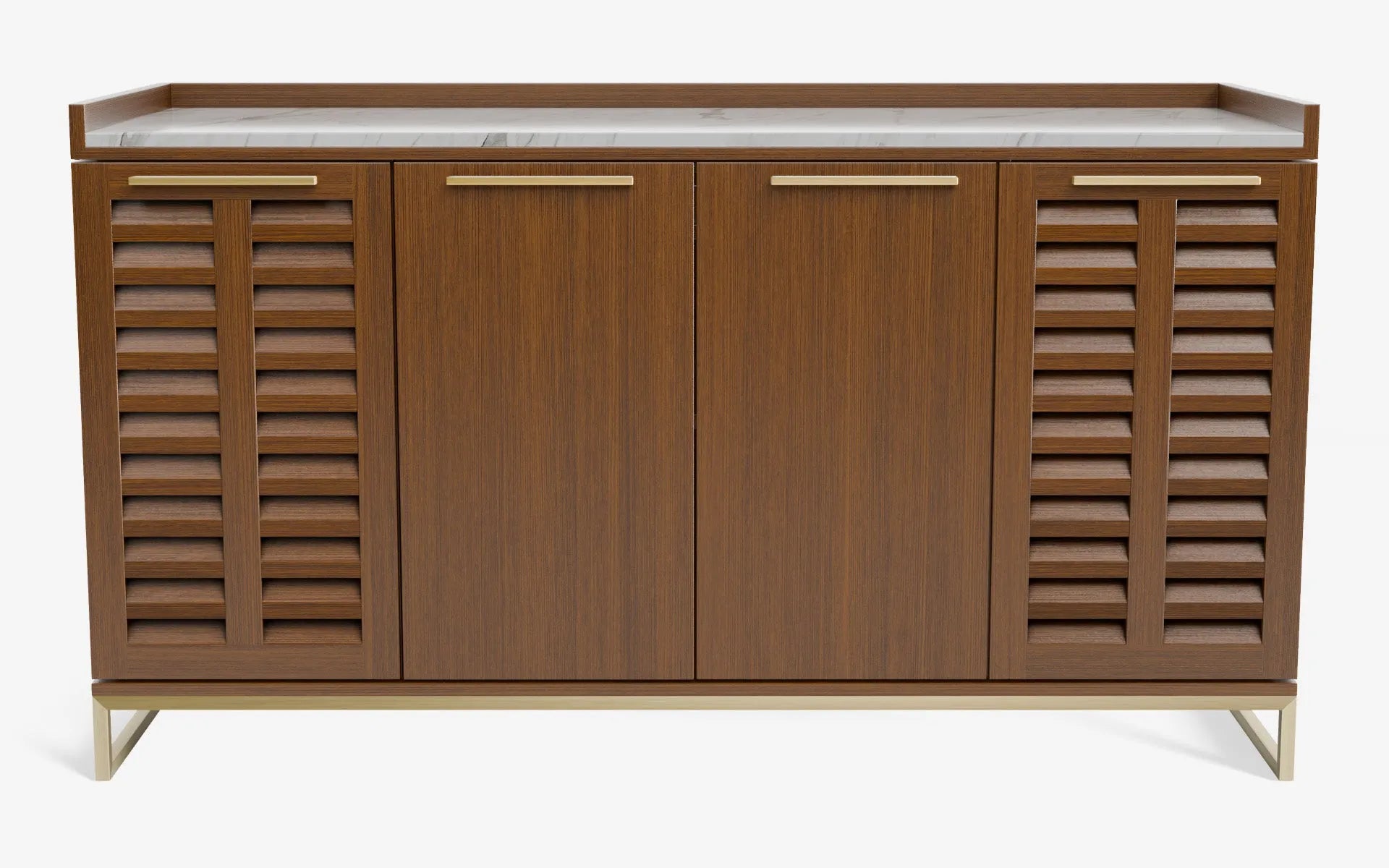 FAMED İçki Dolabı No:2 CARRARA WHITE Koyu Meşe Kaplama Satine Krom | lagu