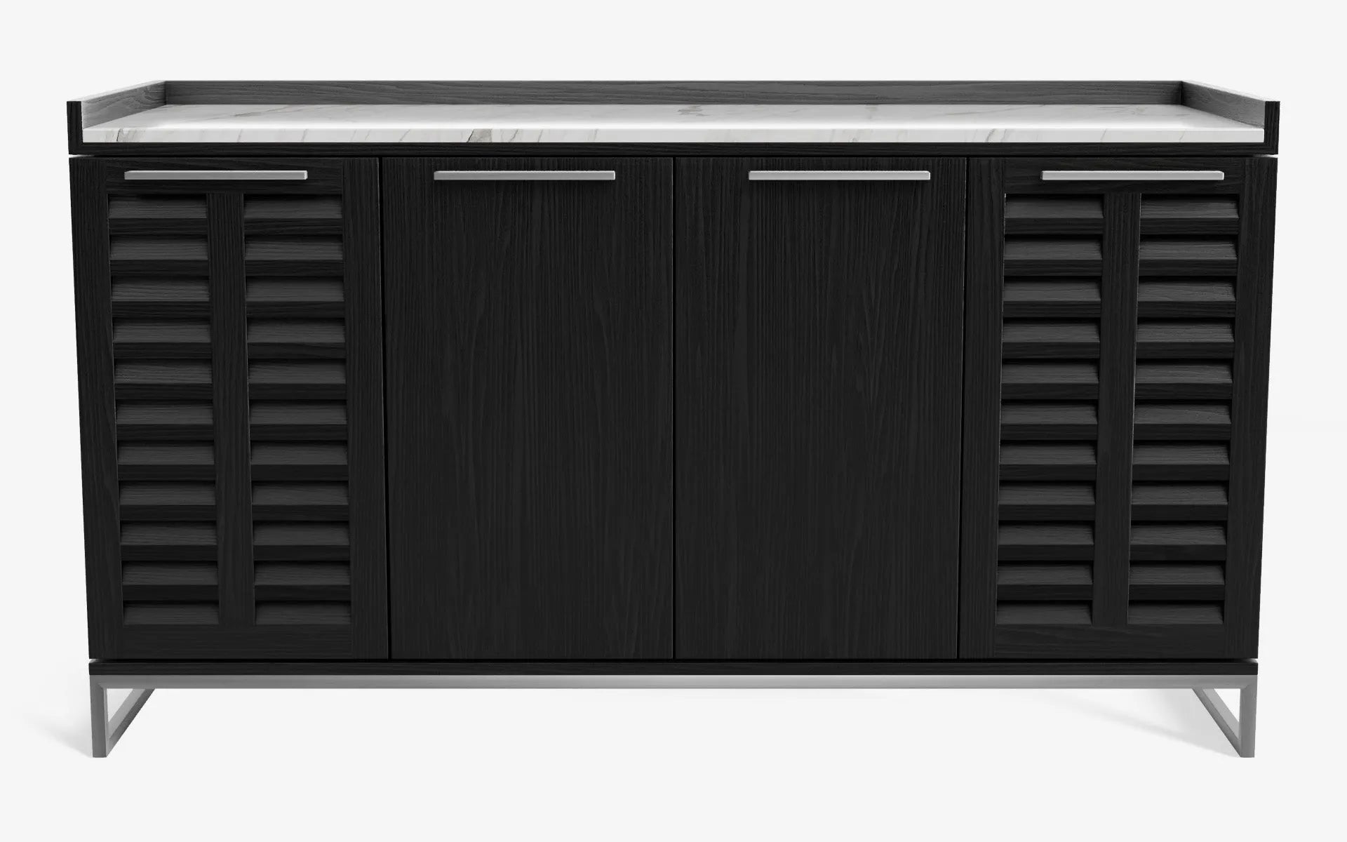 FAMED İçki Dolabı No:2 CARRARA WHITE Siyah Amerikan Cila Satine Krom | lagu