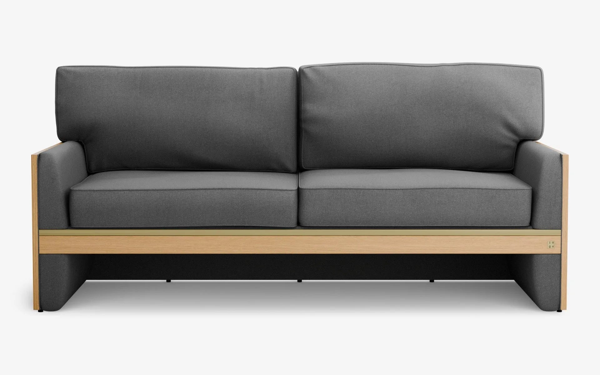 FAMED İkili Kanepe Ahşap Kolçak Gri Dokulu Pirinç Kaplama Açık Meşe Kaplama | lagu