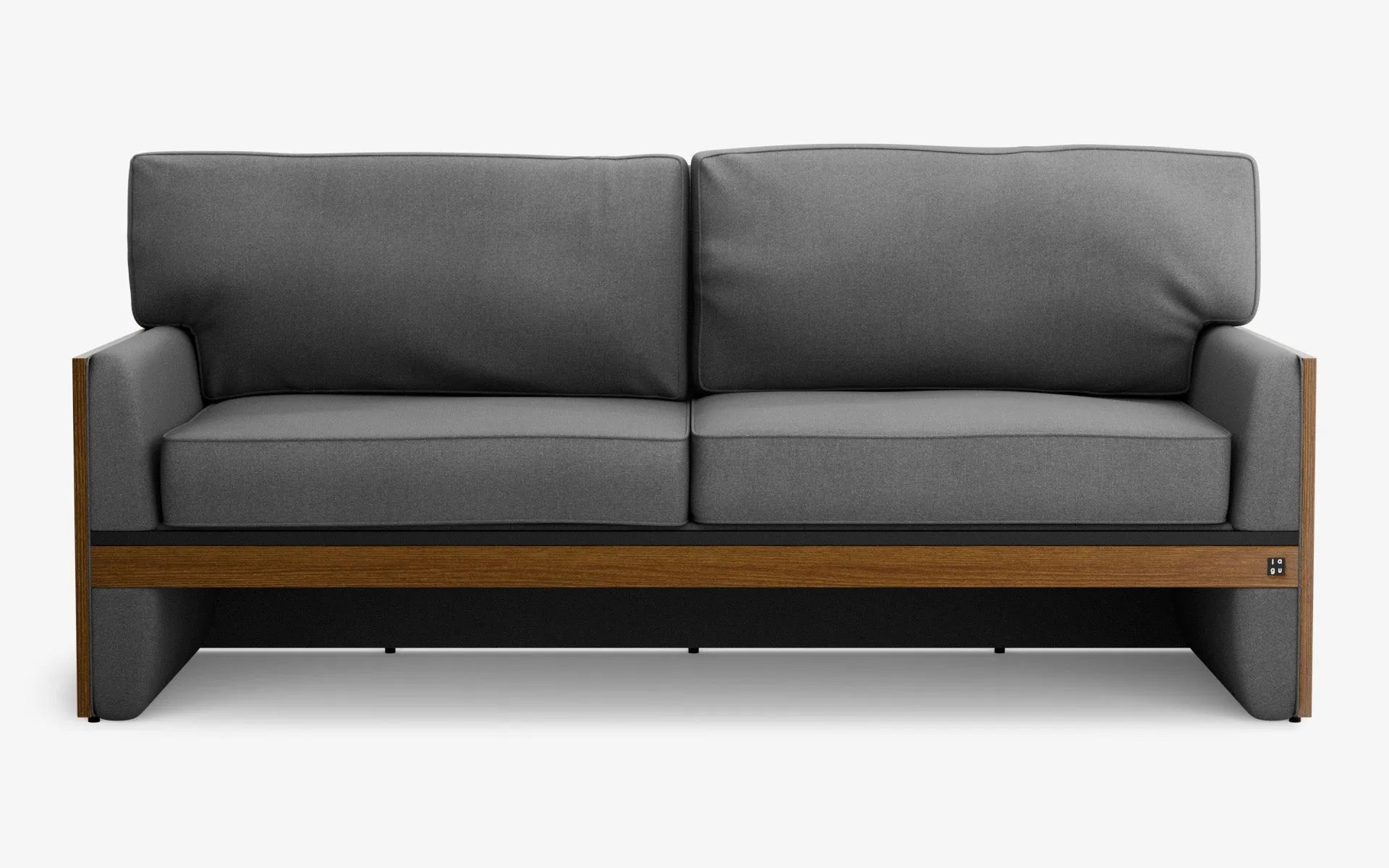 FAMED İkili Kanepe Ahşap Kolçak Gri Dokulu Gofrato Siyah Koyu Meşe Kaplama | lagu