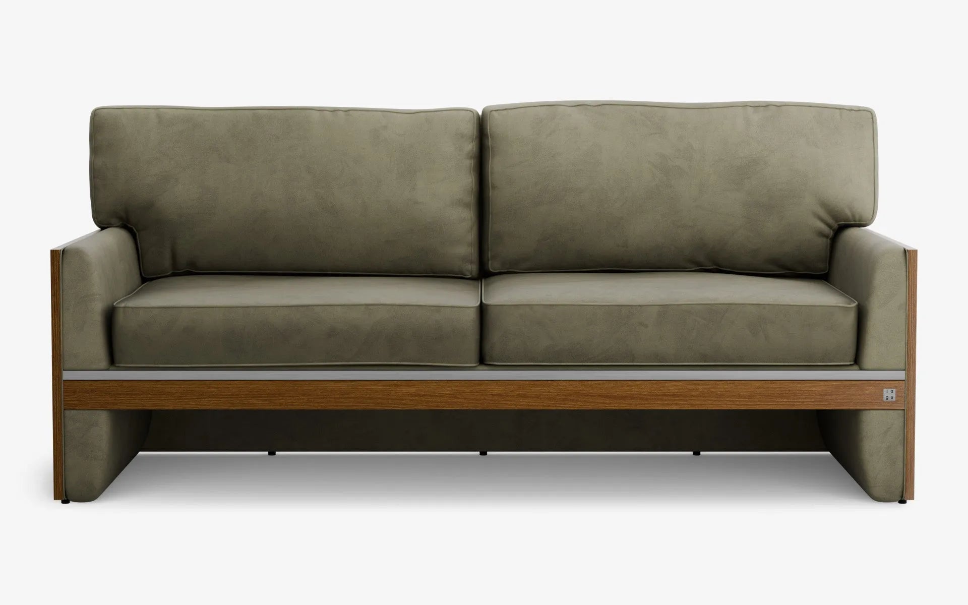 FAMED İkili Kanepe Ahşap Kolçak Yeşil Kadife Satine Krom Koyu Meşe Kaplama | lagu