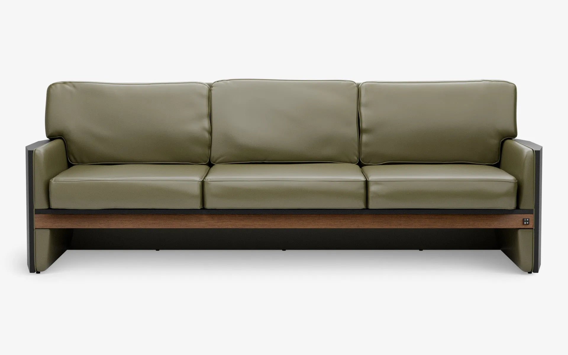 FAMED Üçlü Kanepe Bold Yeşil Suni Deri Koyu Meşe Kaplama Gofrato Siyah | lagu