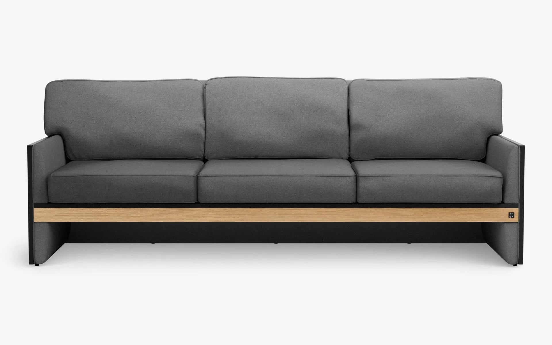 FAMED Üçlü Kanepe Gri Dokulu Gofrato Siyah Açık Meşe Kaplama | lagu