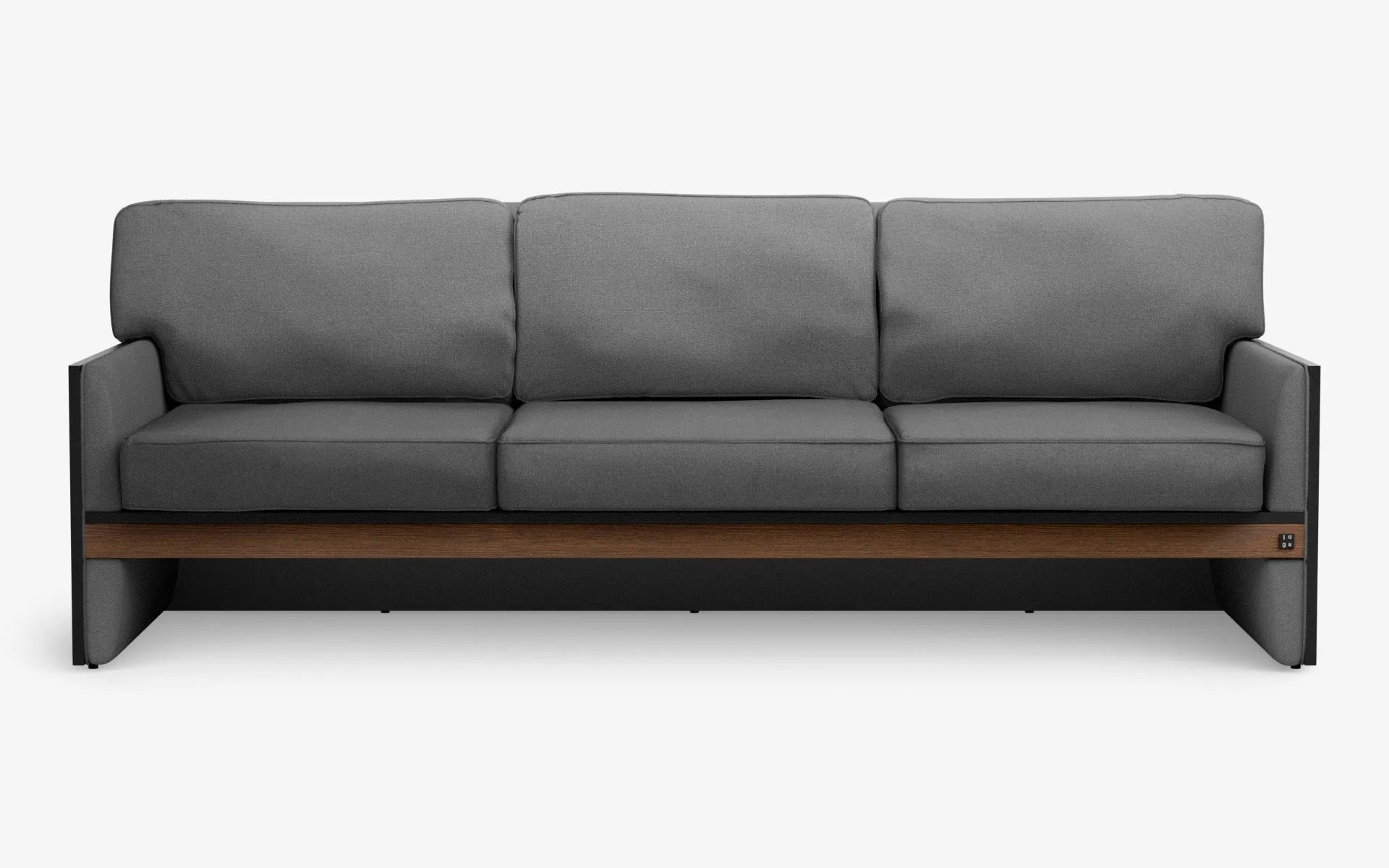 FAMED Üçlü Kanepe Gri Dokulu Gofrato Siyah Koyu Meşe Kaplama | lagu