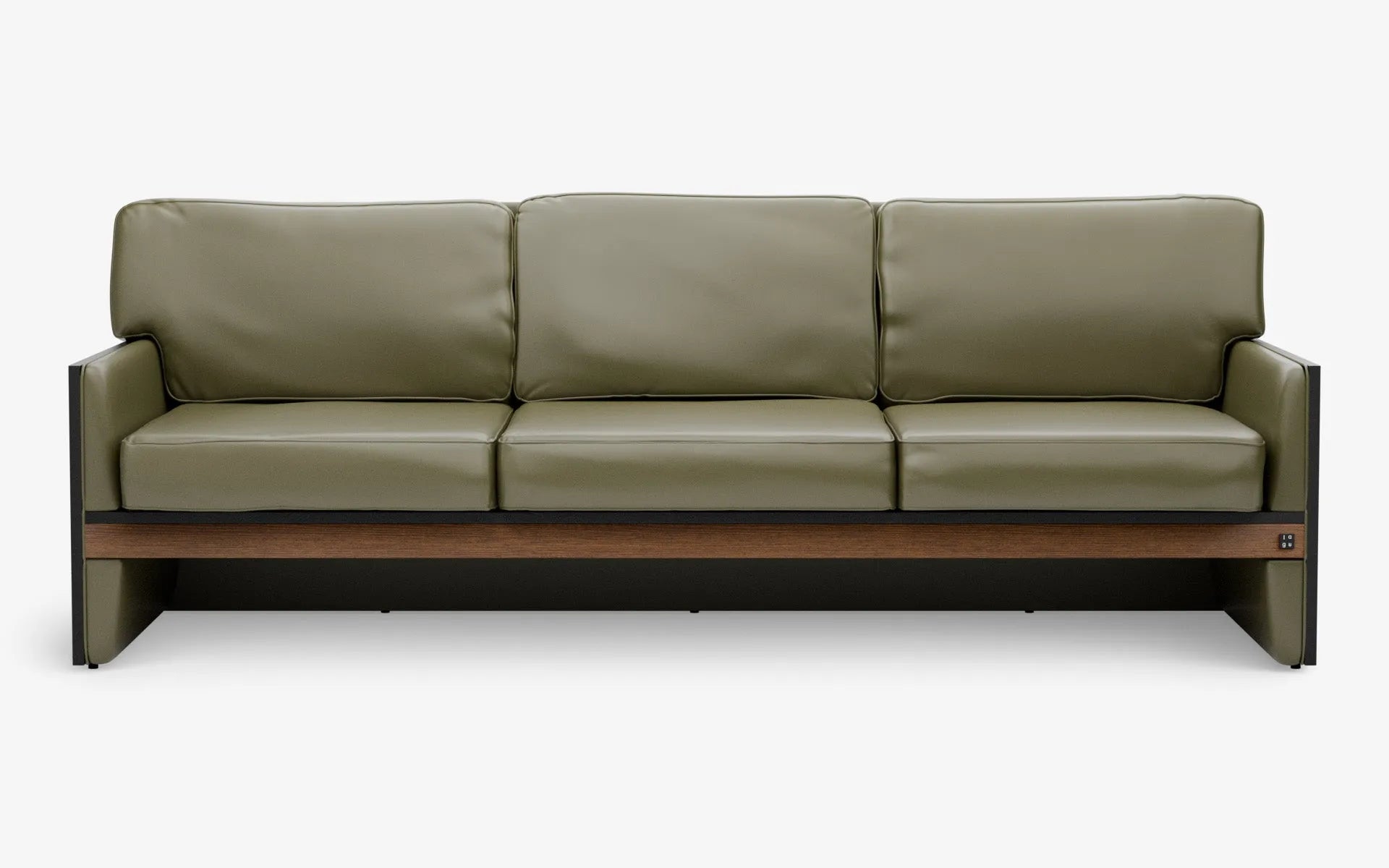 FAMED Üçlü Kanepe Yeşil Suni Deri Gofrato Siyah Koyu Meşe Kaplama | lagu