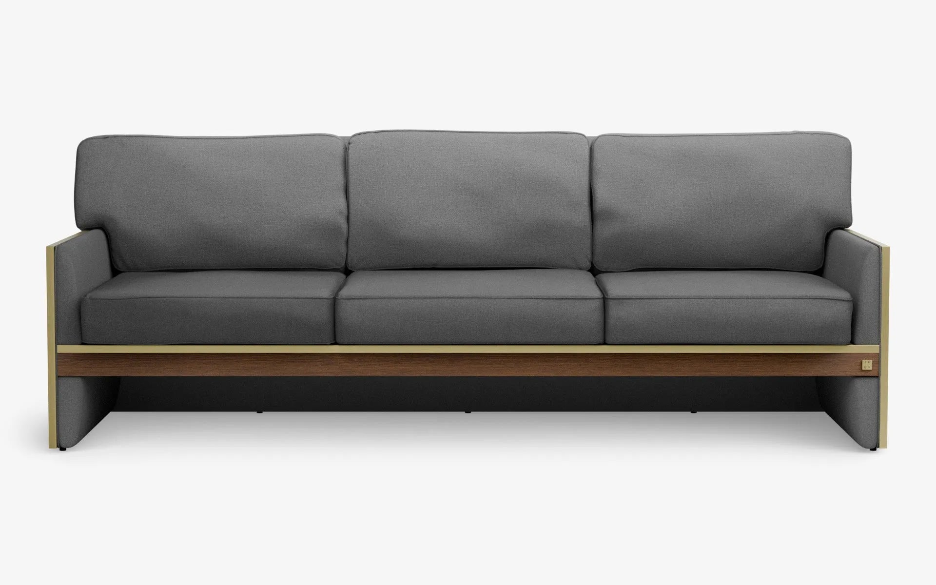 FAMED Üçlü Kanepe Gri Dokulu Pirinç Kaplama Koyu Meşe Kaplama | lagu