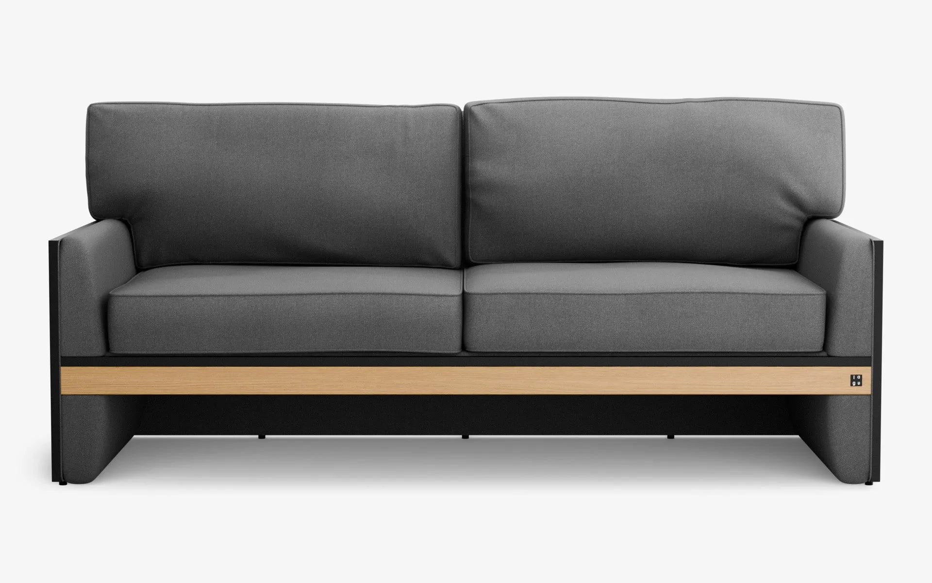 FAMED İkili Kanepe Gri Dokulu Gofrato Siyah Açık Meşe Kaplama | lagu