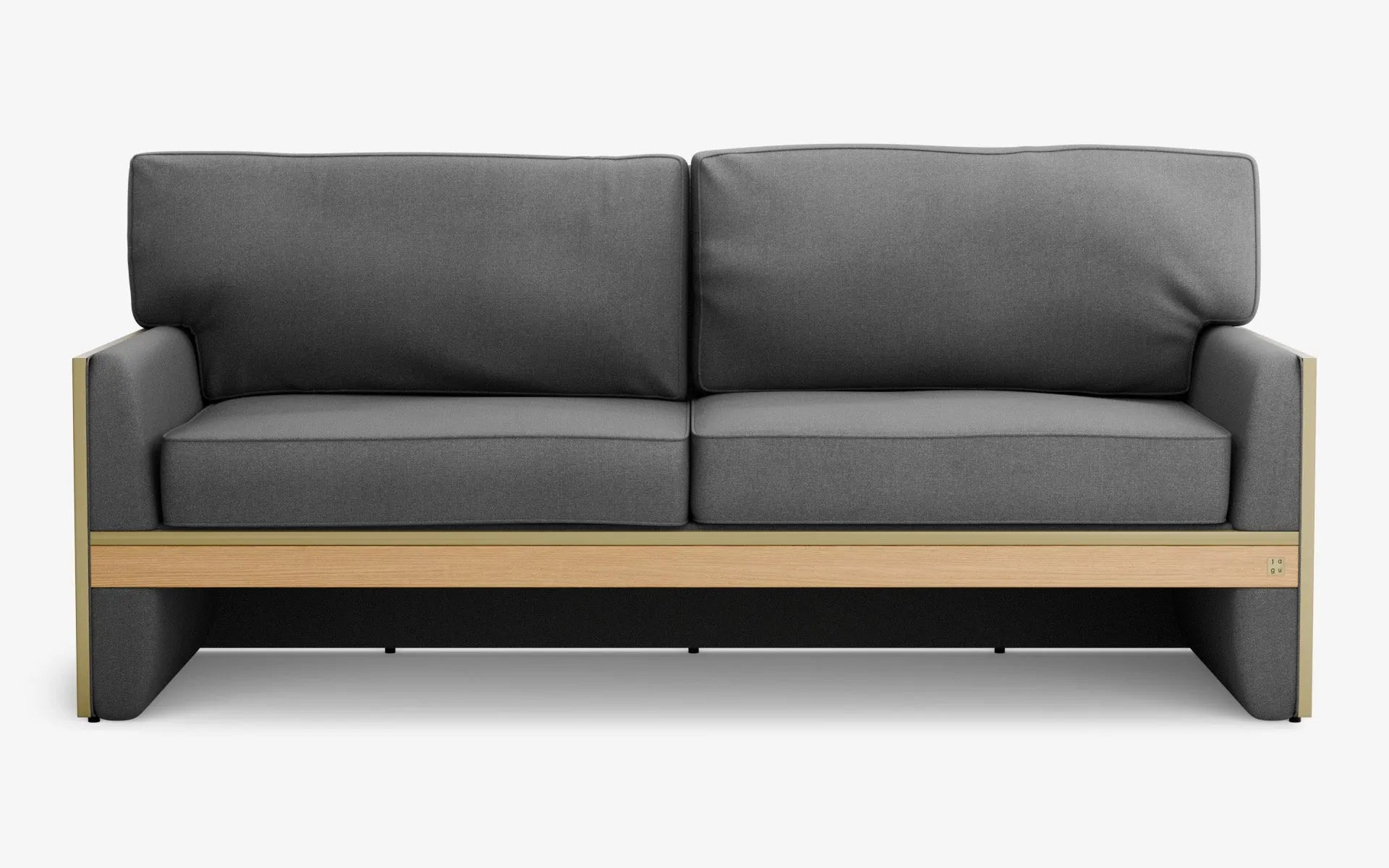 FAMED İkili Kanepe Gri Dokulu Pirinç Kaplama Açık Meşe Kaplama | lagu