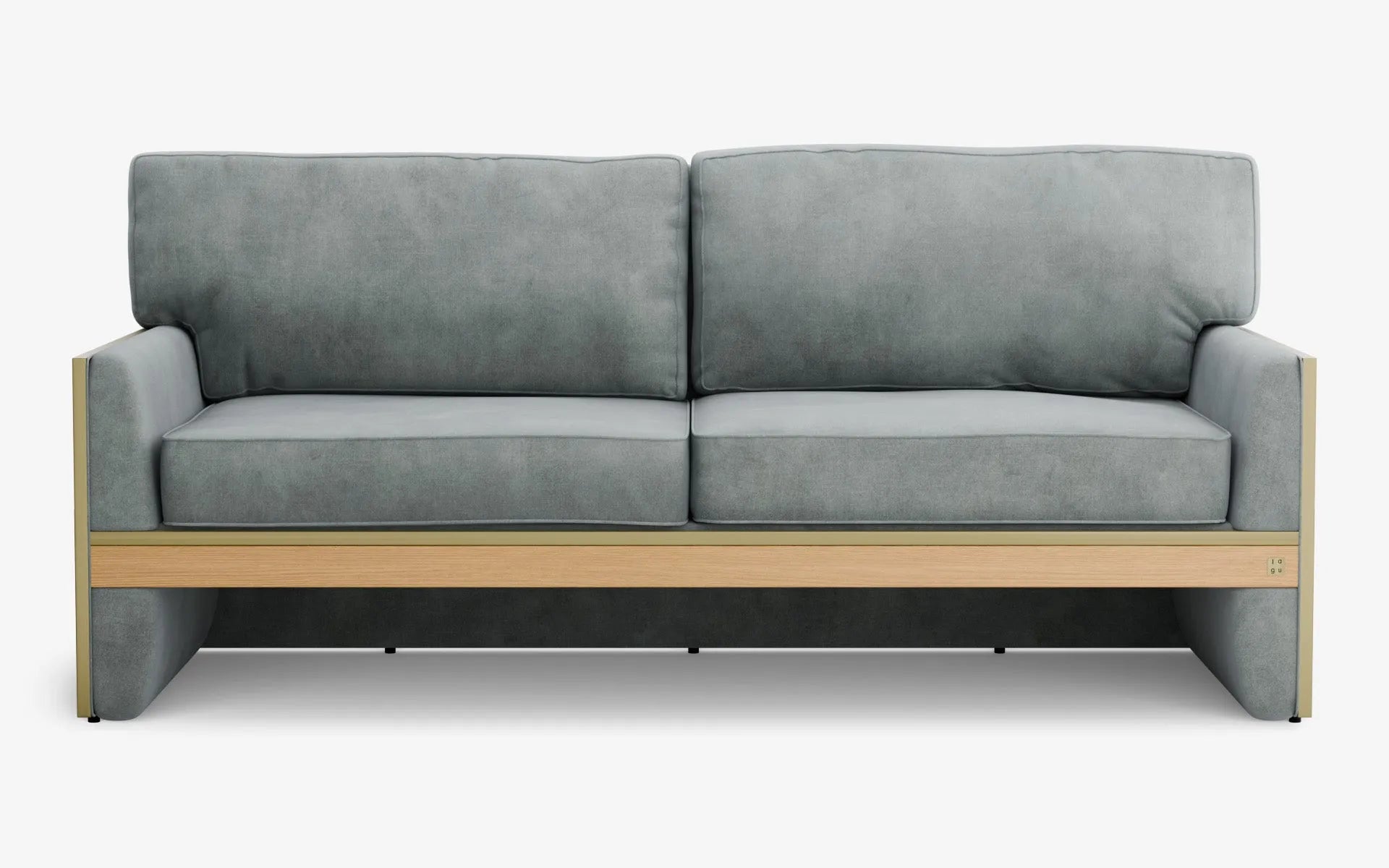 FAMED İkili Kanepe Gri Kadife Pirinç Kaplama Açık Meşe Kaplama | lagu