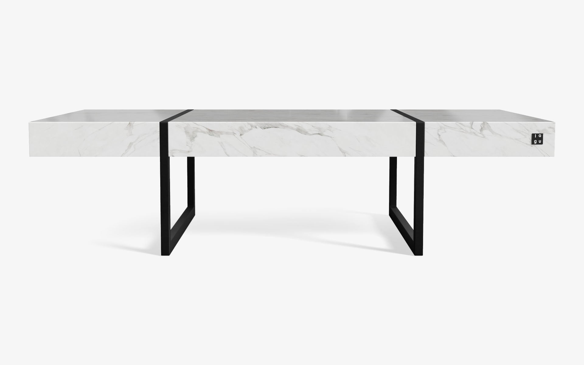 FAMED Orta Sehpa Mermer Tablalı CARRARA WHITE Gofrato Siyah Küçük | lagu