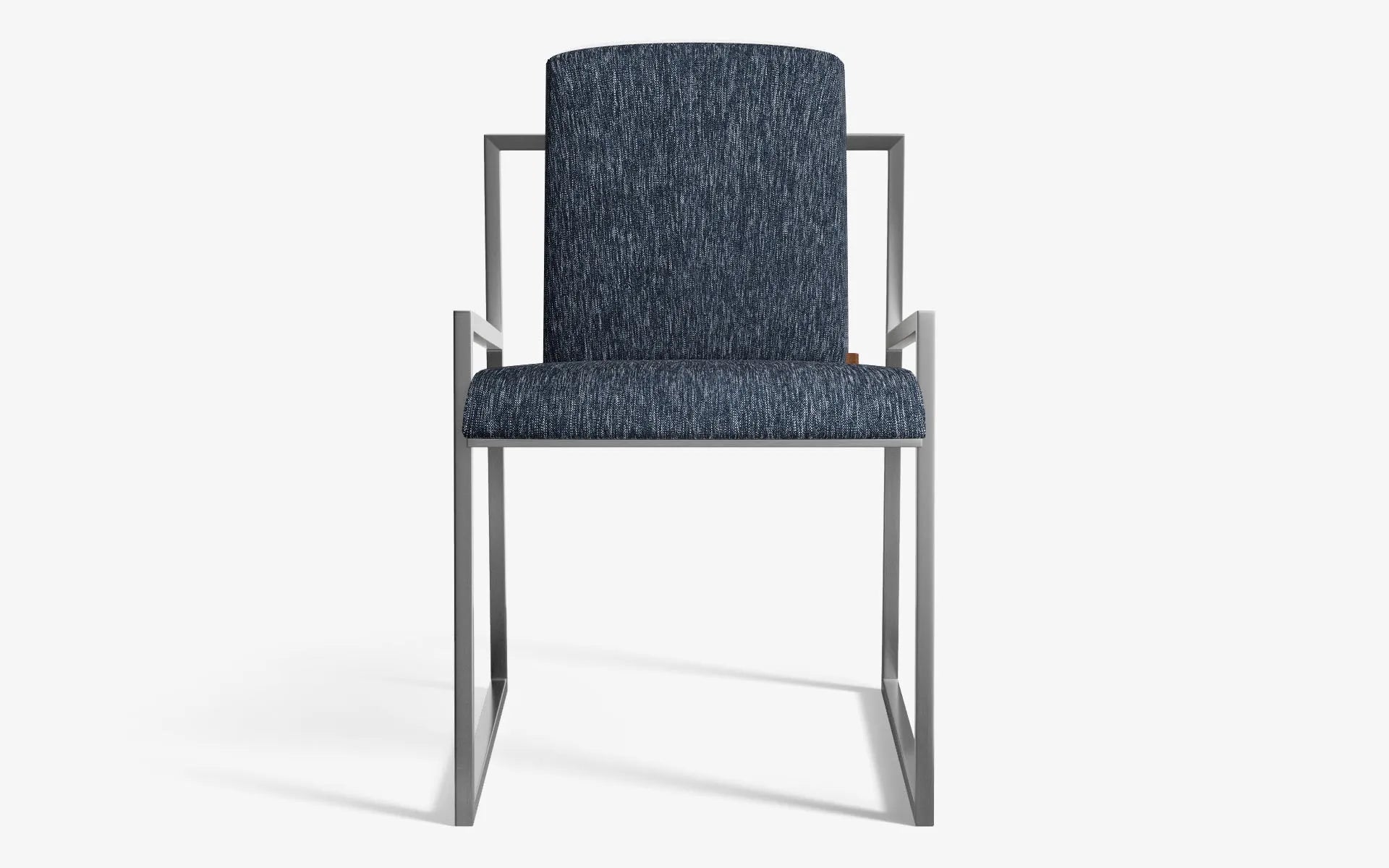 FAMED Sandalye Mavi Keten Dokulu Satine Krom | lagu