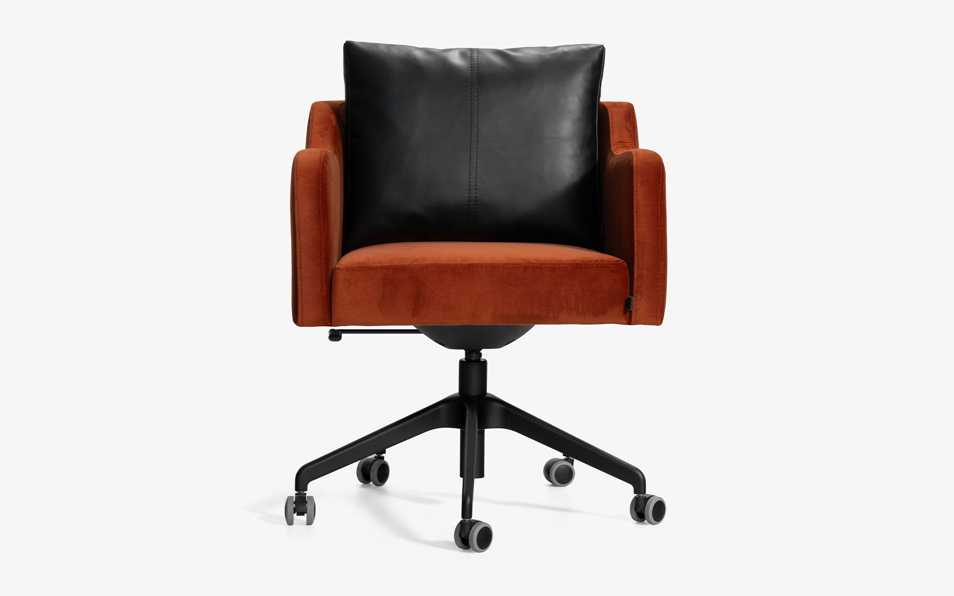 PAPILLONNE Ofis Sandalyesi Tekerlekli Turuncu Kadife Siyah Suni Deri | lagu