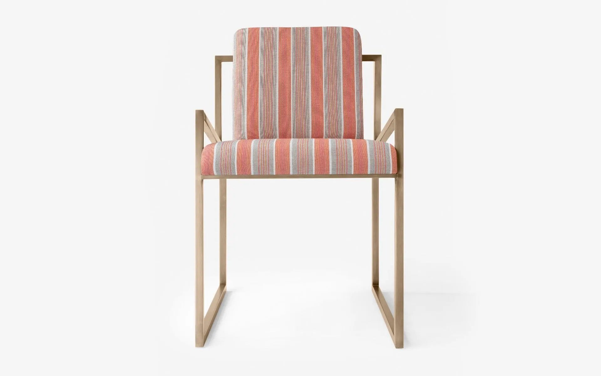 FAMED Sandalye Yavruağzı Çizgili Pirinç Kaplama | lagu