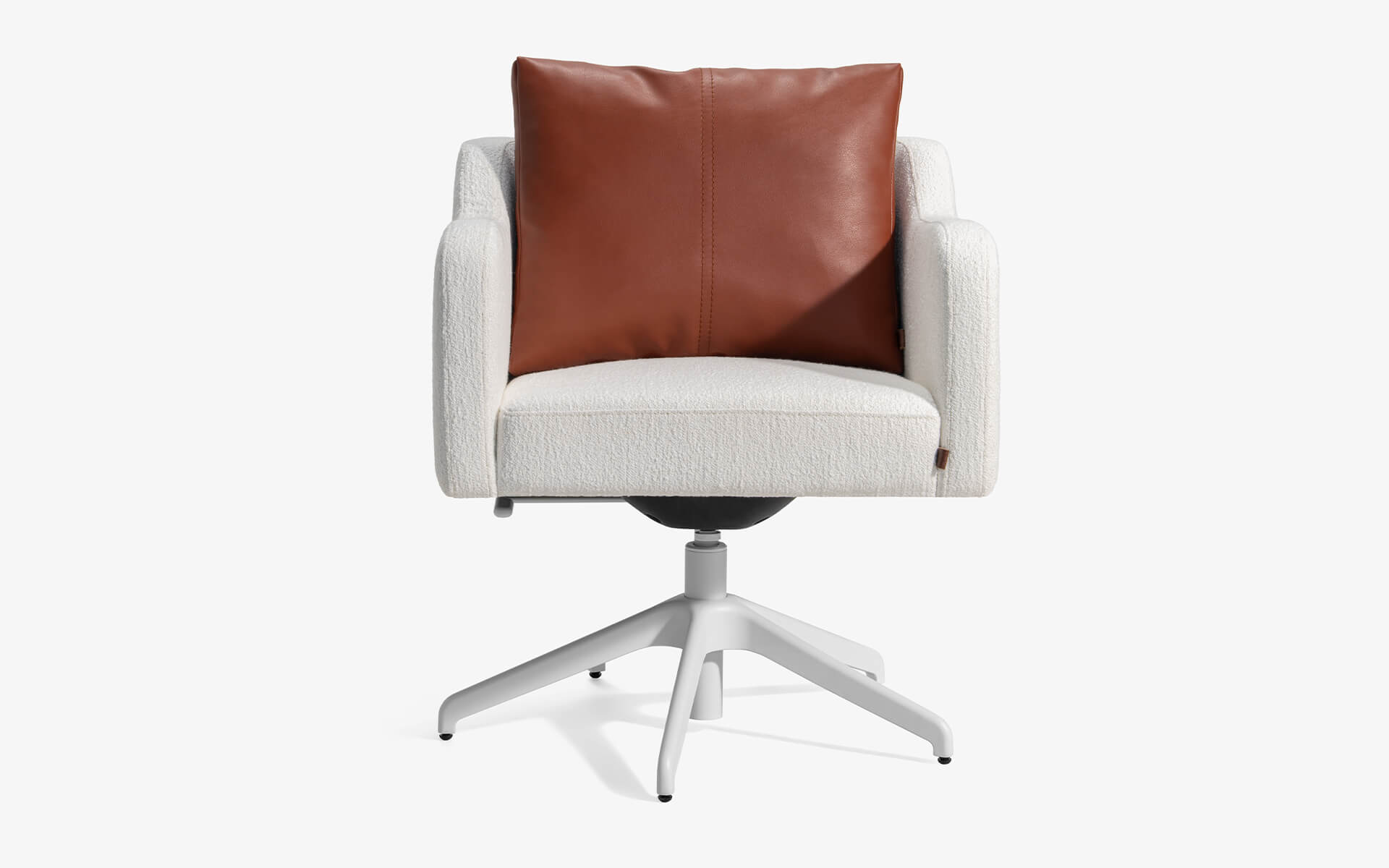 PAPILLONNE Ofis Sandalyesi Tekerleksiz Bej Buklet Beyaz Kahverengi Suni Deri | lagu