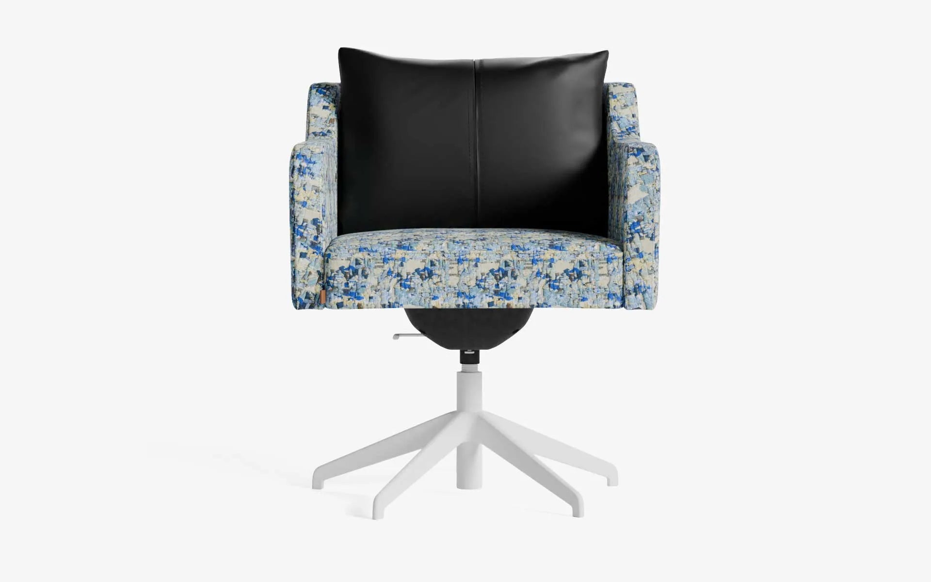 PAPILLONNE Ofis Sandalyesi Tekerleksiz Mavi Kenzo Beyaz Siyah Suni Deri | lagu