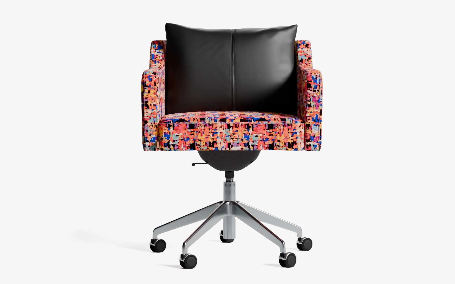 PAPILLONNE Ofis Sandalyesi Tekerlekli Pembe Kenzo Krom Siyah Suni Deri | lagu