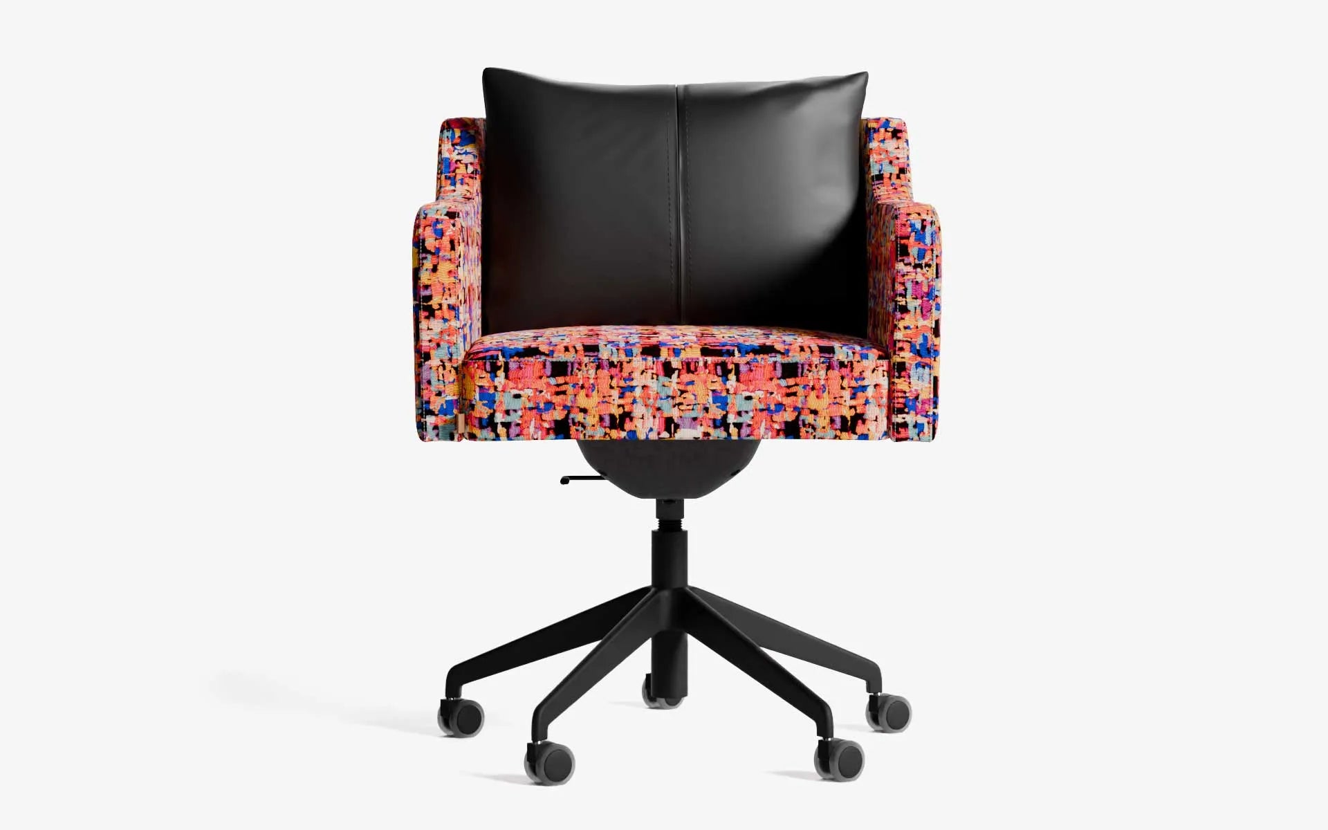 PAPILLONNE Ofis Sandalyesi Tekerlekli Pembe Kenzo Siyah Siyah Suni Deri | lagu