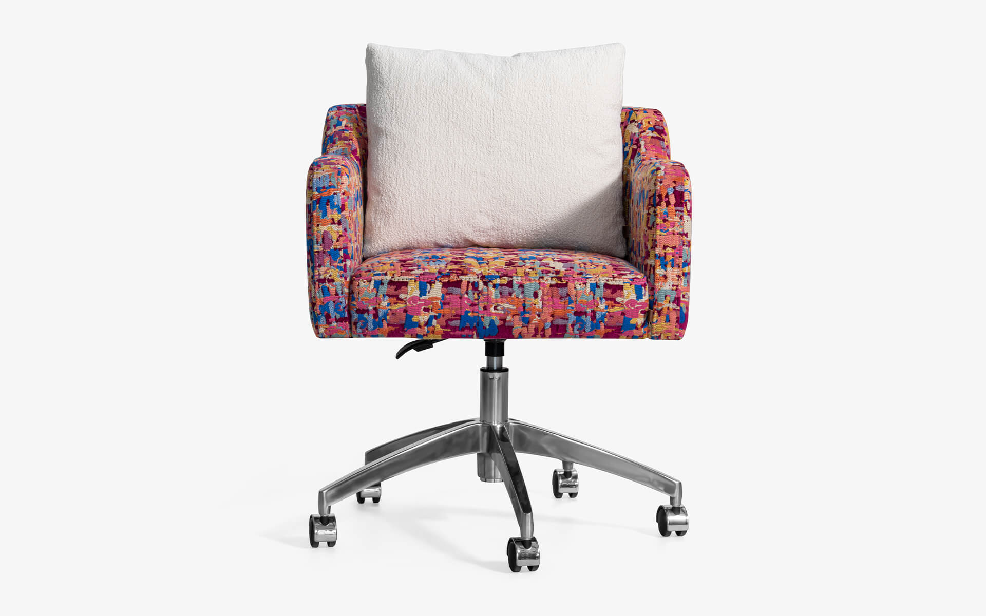 PAPILLONNE Ofis Sandalyesi Tekerlekli Pembe Kenzo Krom Bej Buklet | lagu