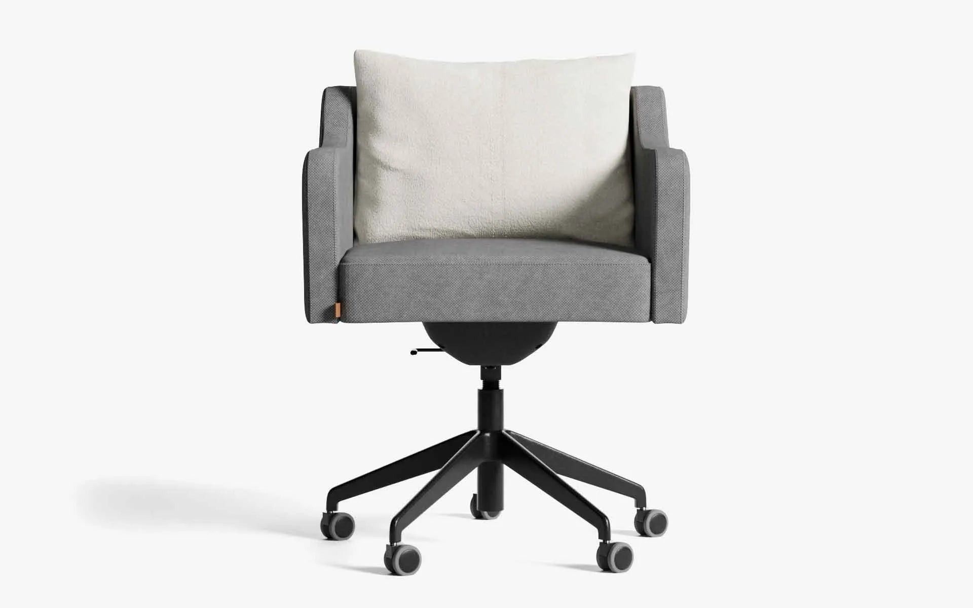 PAPILLONNE Ofis Sandalyesi Tekerlekli Açık Gri Keten Dokulu Siyah Bej Buklet | lagu