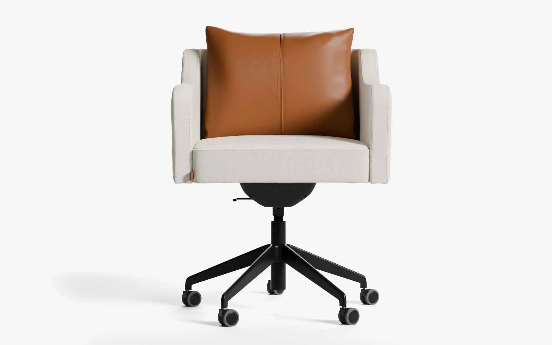 PAPILLONNE Ofis Sandalyesi Tekerlekli Bej Buklet Siyah Kahverengi Suni Deri | lagu