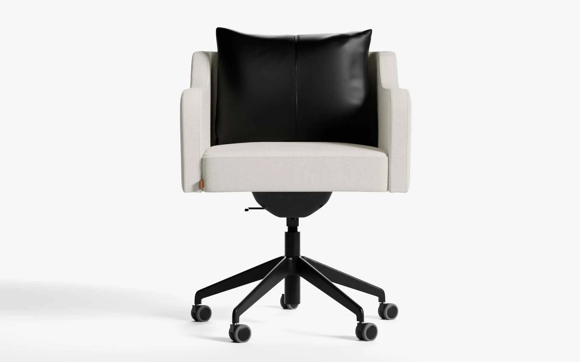 PAPILLONNE Ofis Sandalyesi Tekerlekli Bej Buklet Siyah Siyah Suni Deri | lagu