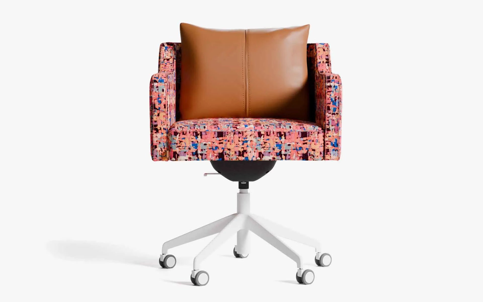 PAPILLONNE Ofis Sandalyesi Tekerlekli Pembe Kenzo Beyaz Kahverengi Suni Deri | lagu