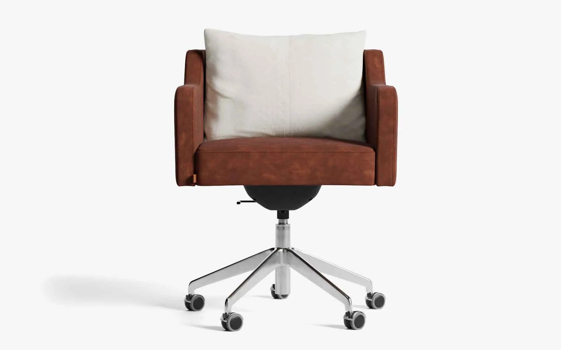 PAPILLONNE Ofis Sandalyesi Tekerlekli Turuncu Kadife Krom Bej Buklet | lagu