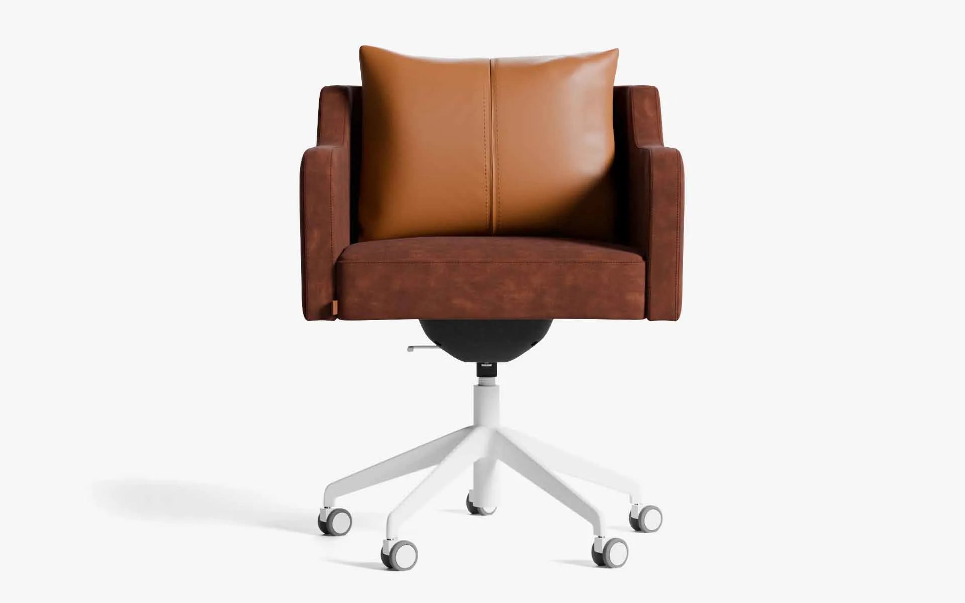 PAPILLONNE Ofis Sandalyesi Tekerlekli Turuncu Kadife Beyaz Kahverengi Suni Deri | lagu