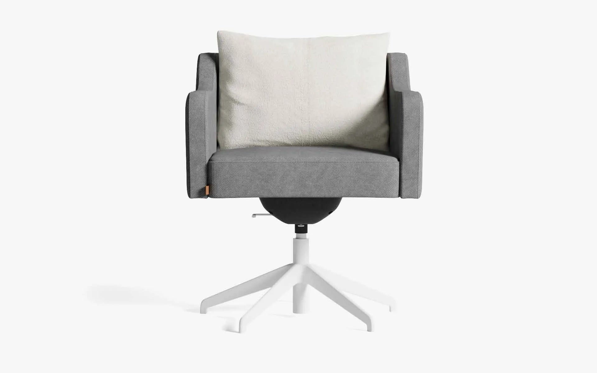 PAPILLONNE Ofis Sandalyesi Tekerleksiz Açık Gri Keten Dokulu Beyaz Bej Buklet | lagu