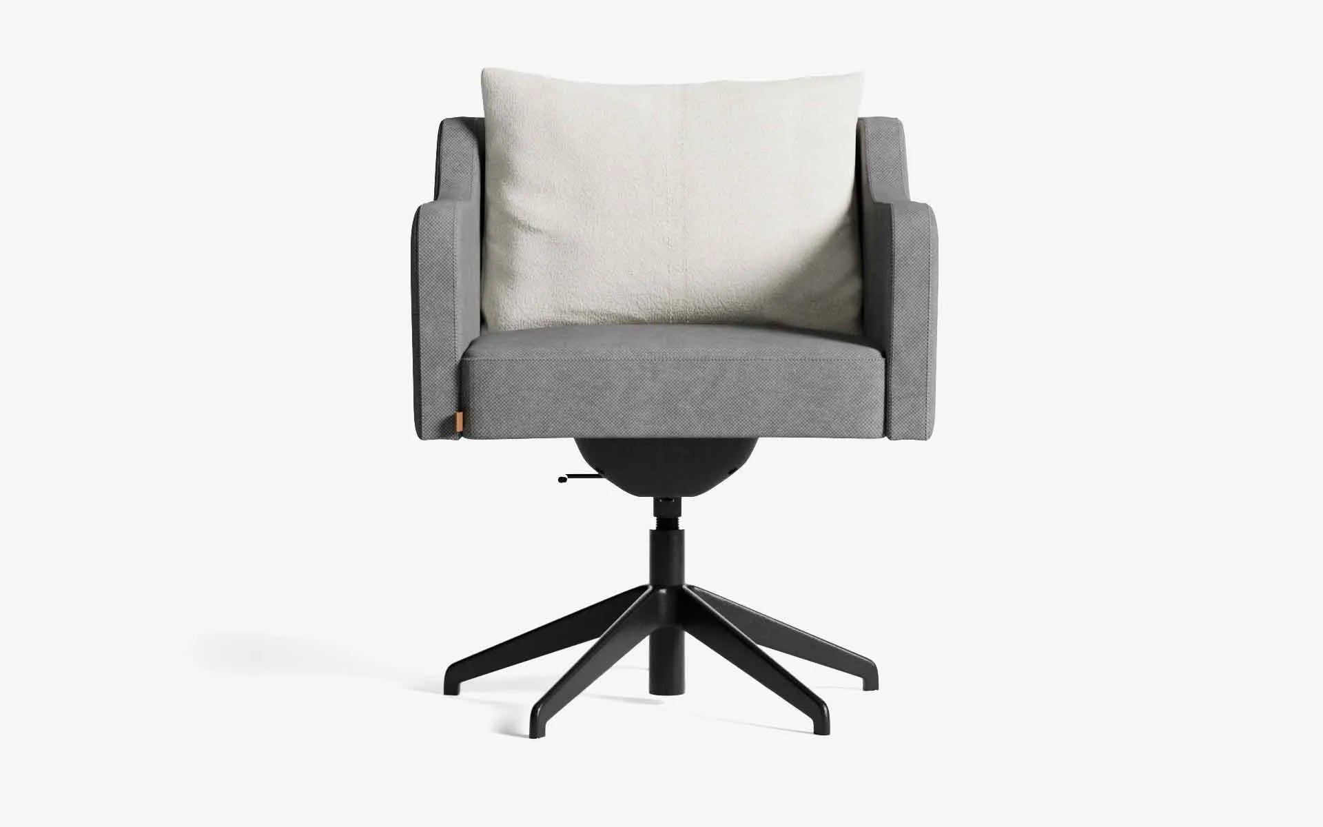 PAPILLONNE Ofis Sandalyesi Tekerleksiz Açık Gri Keten Dokulu Siyah Bej Buklet | lagu