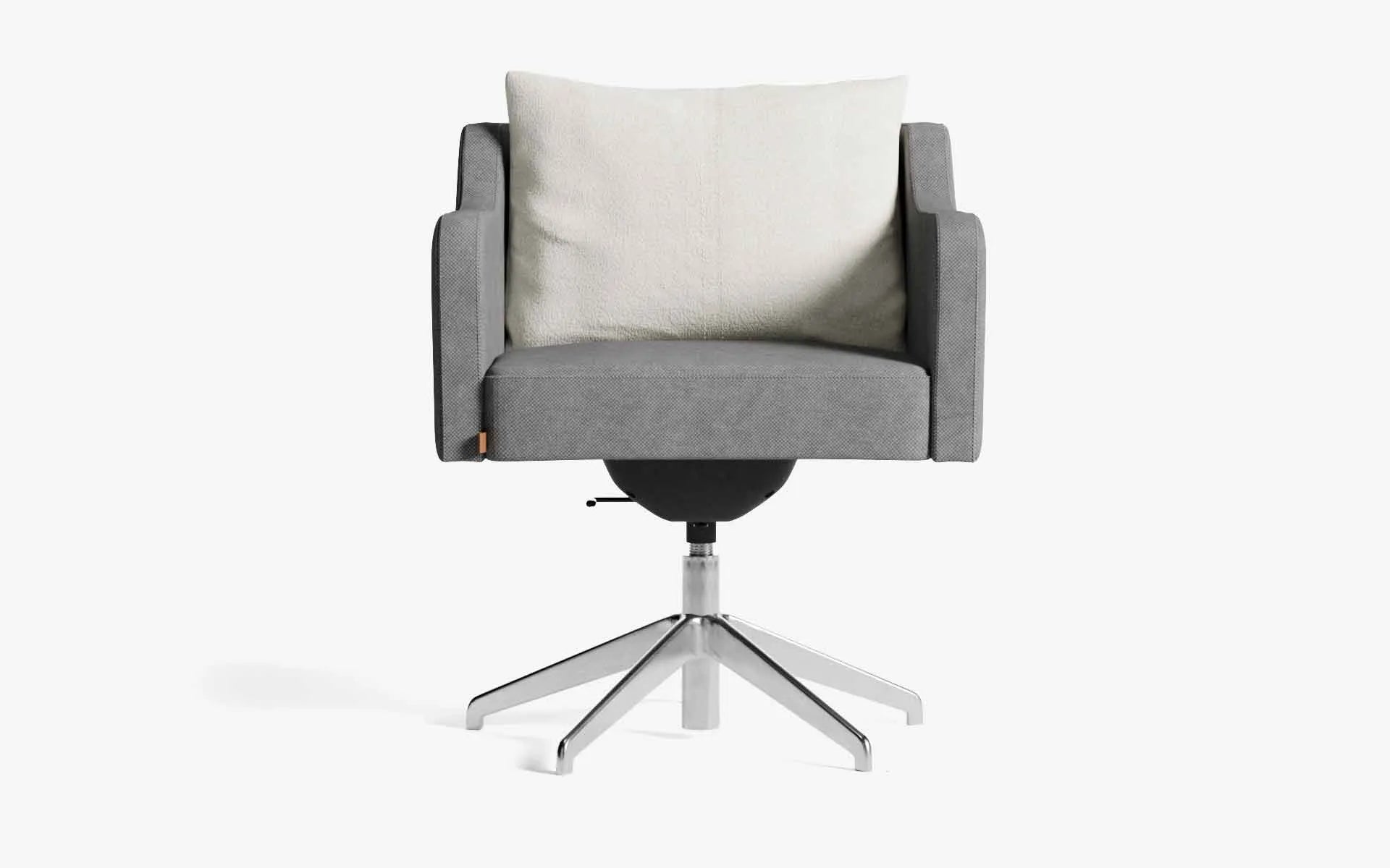 PAPILLONNE Ofis Sandalyesi Tekerleksiz Açık Gri Keten Dokulu Krom Bej Buklet | lagu