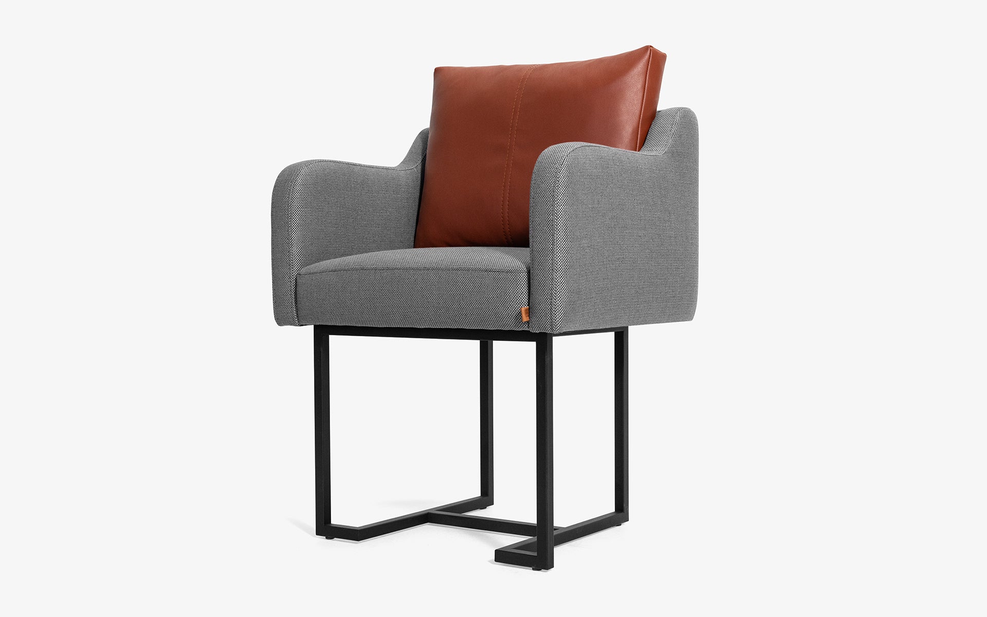 PAPILLONNE Sandalye Açık Gri Keten Dokulu Gofrato Siyah Kahverengi Suni Deri | lagu