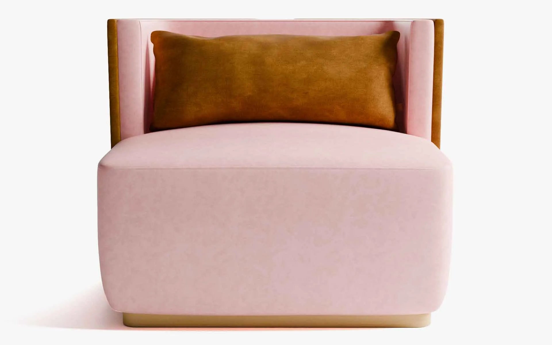 PAPILLONNE Tekli Koltuk / Berjer Toz Pembe Kadife Hardal Kadife Pirinç Kaplama | lagu